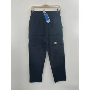 NWT Adidas Graphic Regular Corduroy Pant Men's Small Black Elastic Waist Pockets